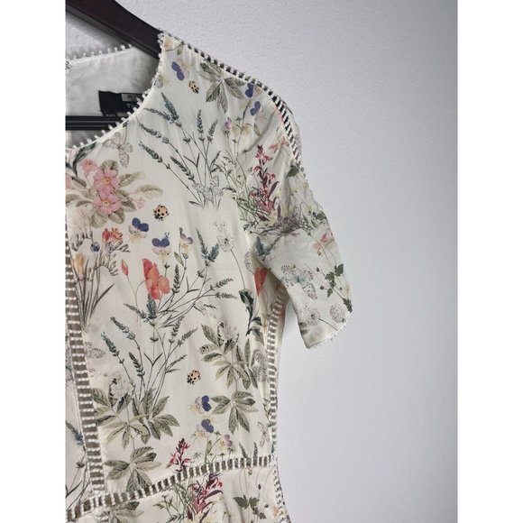 The Kooples Floral Mini Silk Dress White (Size XXS) - Picture 2 of 5